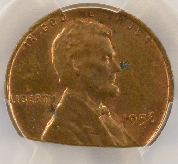 1956 1c Wheat Cent 10% Straight Clip PCGS MS63 BN