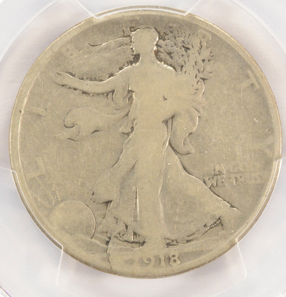 1918 50c Walking Half Cracked Planchet at 7 o'clock PCGS G6