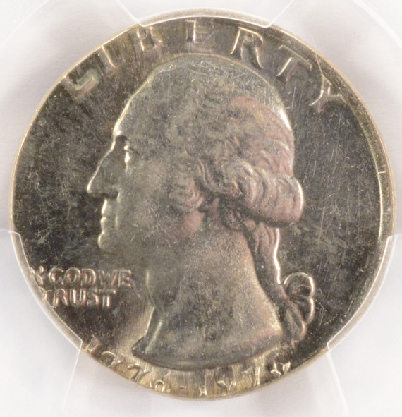 1976 25c Bicentennial Quarter Struck on Nickel 5c Planchet PCGS AU58 1976 25c Bicentennial Quarter Struck on Nickel 5c Planchet PCGS AU58