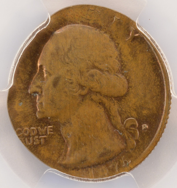 1976-D 25c Bicentennial Quarter Struck on Cent Planchet PCGS MS63 1976-D 25c Bicentennial Quarter Struck on Cent Planchet PCGS MS63