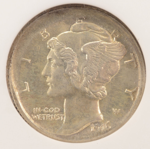 1916-S 10c Mercury Dime Broadstruck NGC MS63 FB 1916-S 10c Mercury Dime Broadstruck NGC MS63 FB