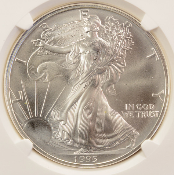 1995 $1 Silver Eagle Partial Collar Strike NGC MS69