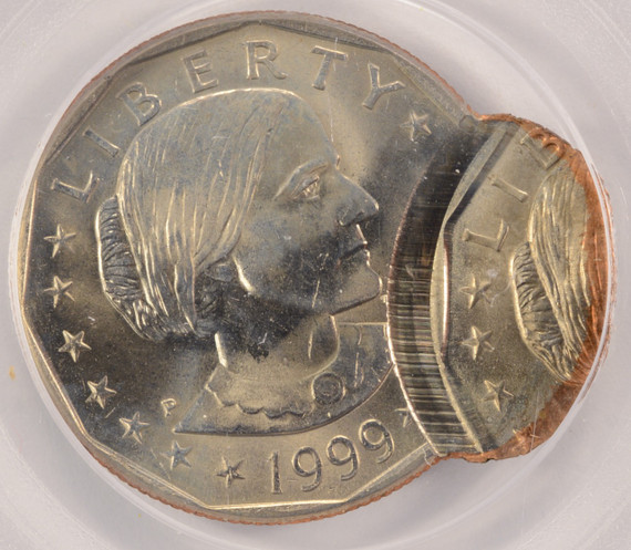 1999-P $1 SBA Dollar Double-Struck, 2nd Strike 80% Off-Center PCGS MS63