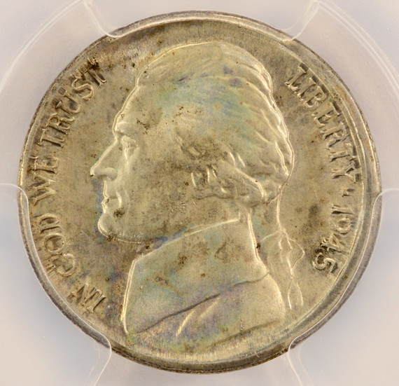 1945-S 5c War Nickel Broadstruck PCGS MS65 1945-S 5c War Nickel Broadstruck PCGS MS65