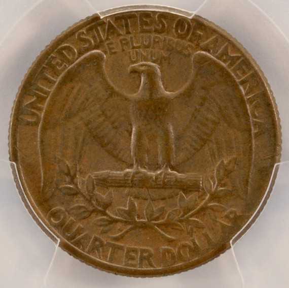 1971-D 25c Washington Quarter Reverse Missing Clad Layer PCGS AU58 BN