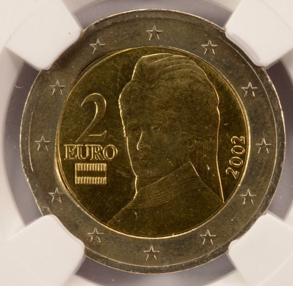 2002 2E Austria Old Map Double Curved Clipped NGC MS65