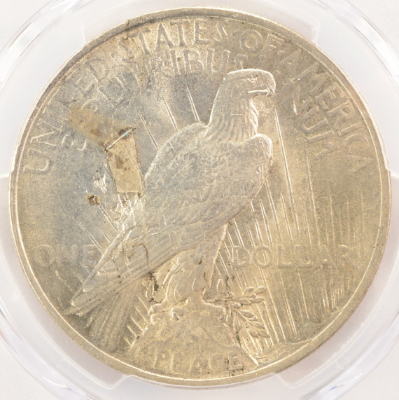 1923 $1 Peace Dollar Reverse Peeling Lamination PCGS MS62 1923 $1 Peace Dollar Reverse Peeling Lamination PCGS MS62