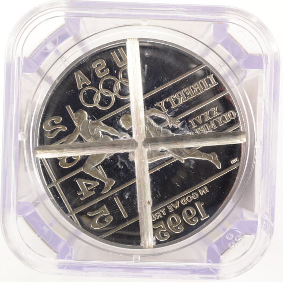 NGC $1 1995 Proof Track & Field Olympic Die Cancelled NGC $1 1995 Proof Track & Field Olympic Die Cancelled