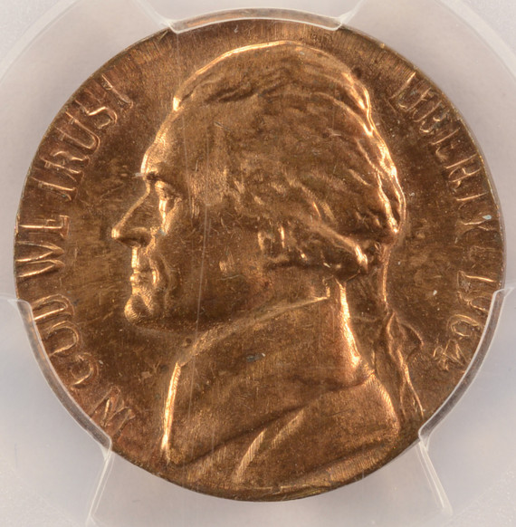 1964-D 5c Jefferson Nickel Struck on 1c Planchet PCGS MS63 RB 1964-D 5c Jefferson Nickel Struck on 1c Planchet PCGS MS63 RB