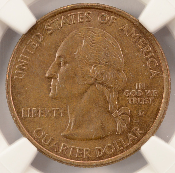 2004-D 25c Iowa Quarter Reverse Missing Clad Layer NGC MS64 RB