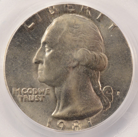 1981-P 25c Washington Quarter Struck on 5c Planchet PCGS MS65