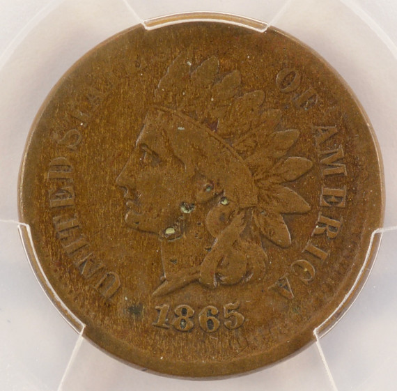 1865 1c Indian Cent Broadstruck PCGS F Details