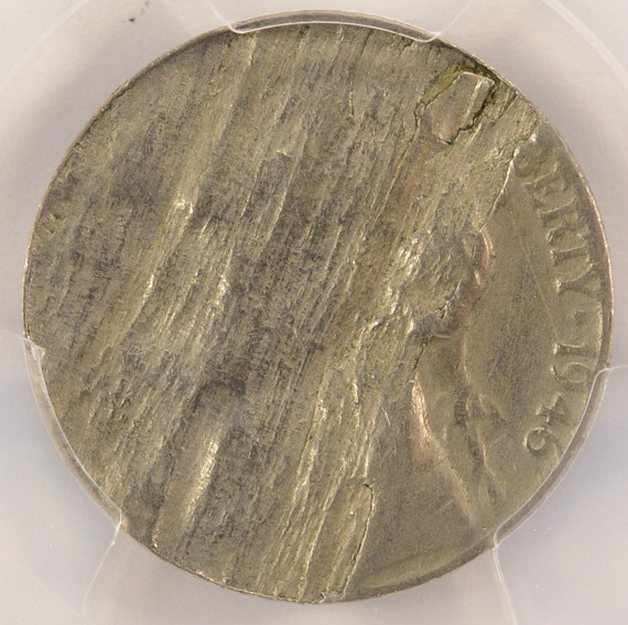 1946 5c Jefferson Nickel 70% Split Planchet After Strike PCGS F12 1946 5c Jefferson Nickel 70% Split Planchet After Strike PCGS F12