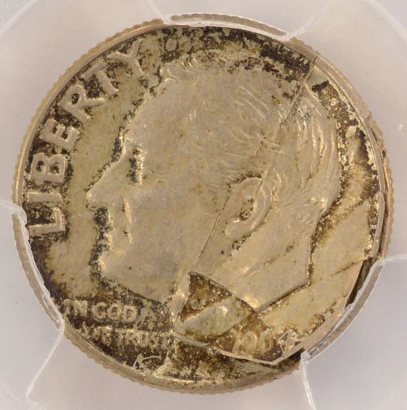1964-D 10c Roosevelt Dime Large Peeling Lamination Obverse PCGS AU53 1964-D 10c Roosevelt Dime Large Peeling Lamination Obverse PCGS AU53