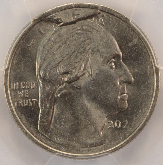 2022-P 25c Wilma Mankiller Quarter Retained Cud Die Break PCGS MS62