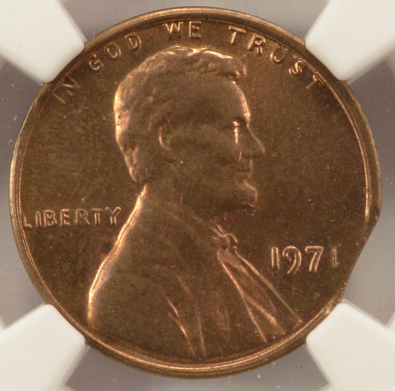1971 1c Lincoln Cent Curved Clip at K-4 NGC MS64 RB 1971 1c Lincoln Cent Curved Clip at K-4 NGC MS64 RB