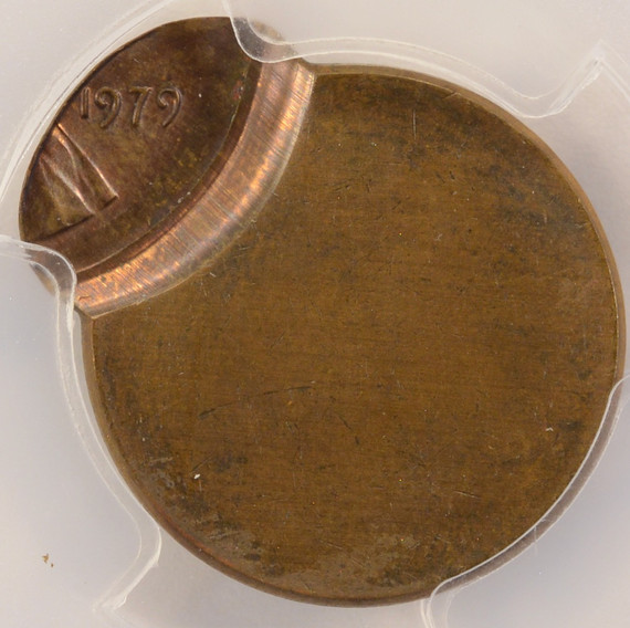 1979 1c Lincoln Cent Struck 80% Off-Center & Uniface PCGS MS63 BN