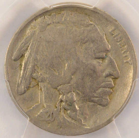 1920 5c Buffalo Nickel Rotated Double-Struck In-Collar PCGS VF20