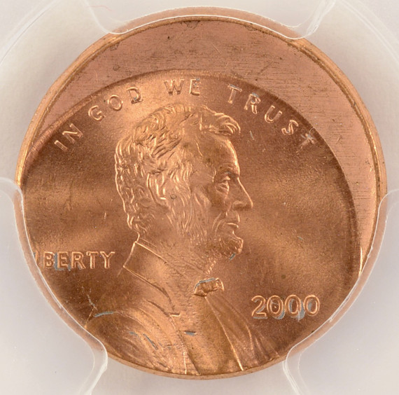 2000 1c Lincoln Cent Struck 12% Off-Center PCGS MS65 Red