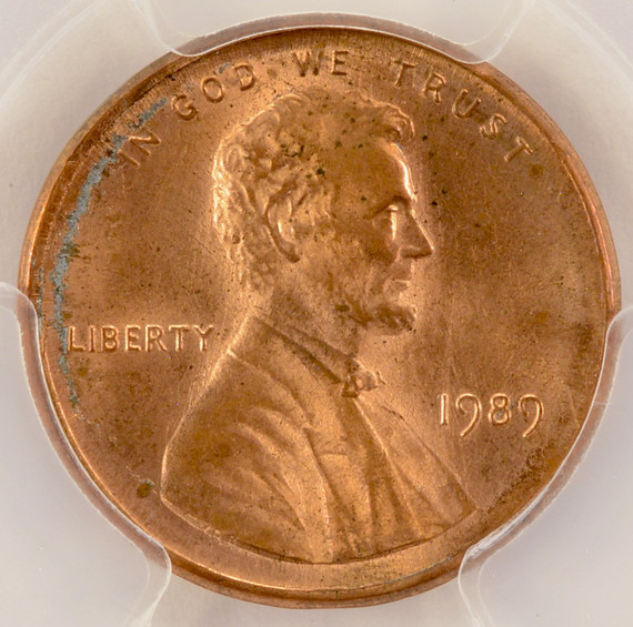 1989 1c Lincoln Cent Broadstruck PCGS MS64