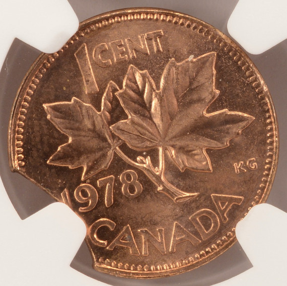 1978 1c Canada Curved Clip 3.13g NGC MS65 Red