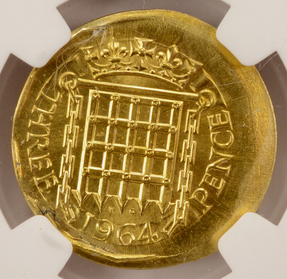 1964 Great Britain 3 Pence Broadstruck NGC MS64