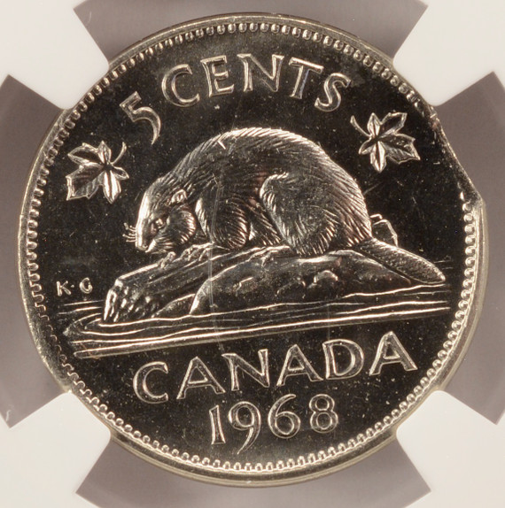 1968 Canada 5c Curved Clip NGC MS64