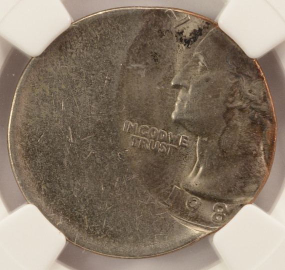198X 25c Washington Quarter Struck 40% Off-Center NGC MS65