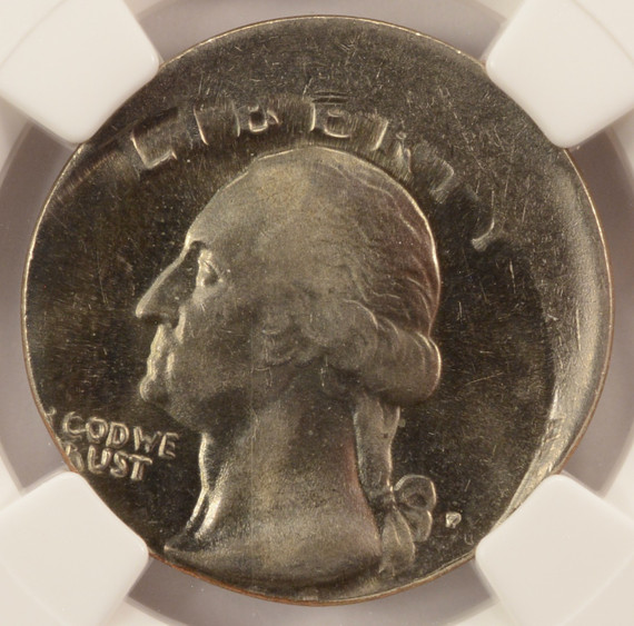 25c Washington Quarter Struck 15% Off-Center NGC MS64
