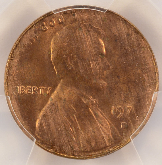 1974-D 1c Lincoln Cent Split Planchet Before Strike 1.83 Grams PCGS MS63 Red