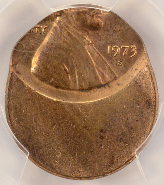 1973-S 1c Lincoln Cent Struck 65% Off-Center PCGS MS63 Red