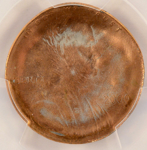 2000 1c Lincoln Cent Reverse Die Cap PCGS MS63 Red