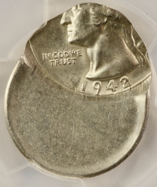 1942-x 25c Washington Quarter Struck 55% Off-Center PCGS MS63