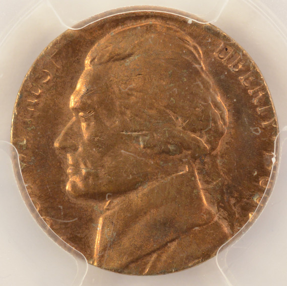 1980-P 5c Jefferson Nickel Struck on Cent Planchet PCGS MS64 RB