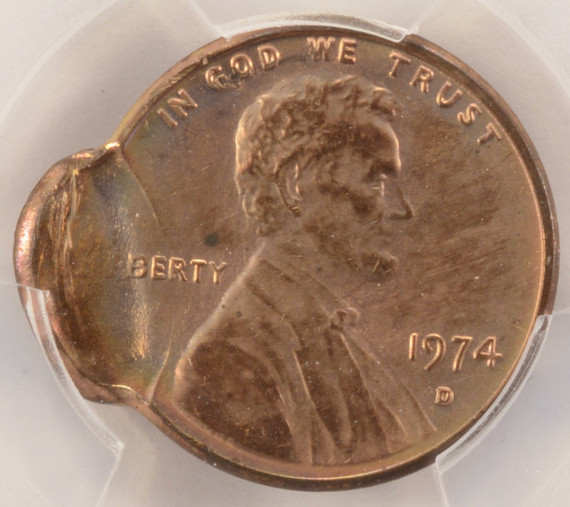 1974-D 1c Lincoln Cent Double-Strike Uniface PCGS MS64 Red