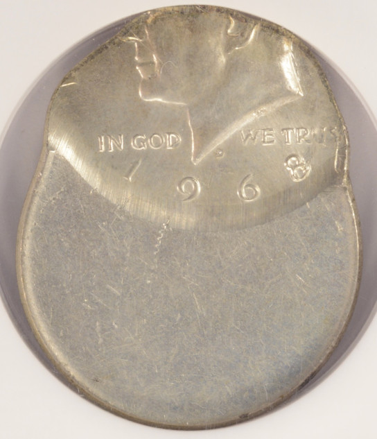 1968-D 50c Kennedy Half Struck 55% Off-Center NGC MS63
