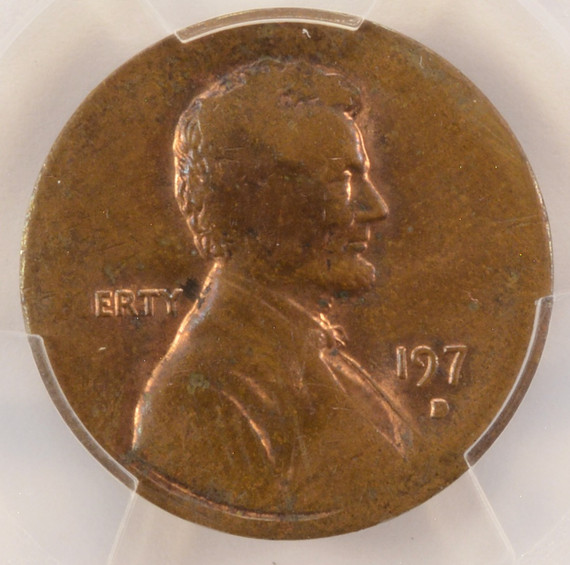 1974-D 1c Lincoln Cent Split Planchet Before Strike 1.53g PCGS MS61 BN