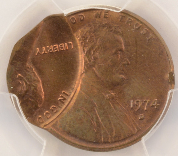1974-D 1c Lincoln Cent Double-Struck, 2nd 60% O/C and DSBS PCGS MS64 RB