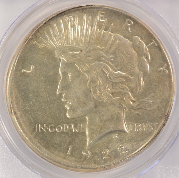 1922-S $1 Peace Dollar Broadstruck PCGS AU58