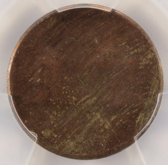 1974-D 1c Lincoln Cent Struck Through Split Planchet Reverse PCGS MS63 RB