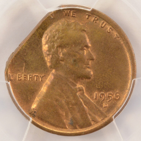 1956-D 1c Wheat Cent 12% Straight Clip PCGS MS62 RB