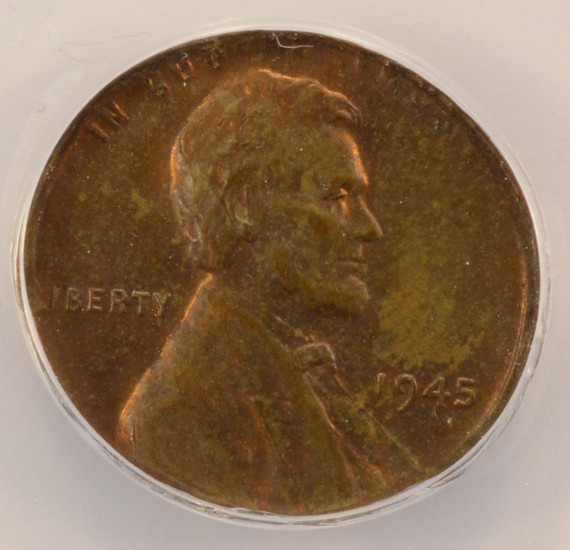 1945 1c Wheat Cent Elliptical Clip 2.57g ANACS AU58 RB