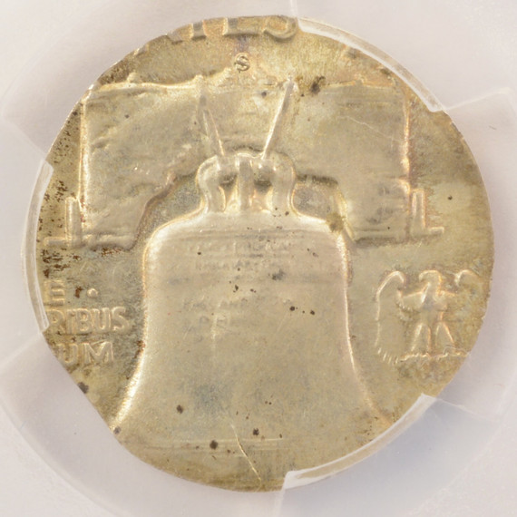 (1949-1954-S) 50c Franklin Half Struck on Dime Planchet Uniface PCGS MS64