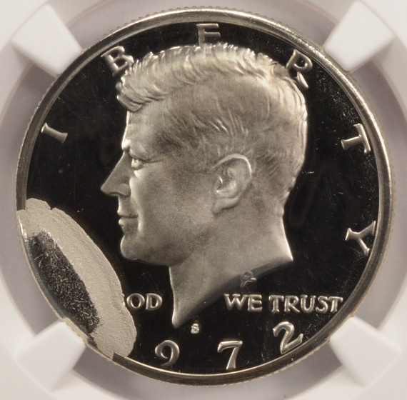 1972-S 50c Proof Kennedy Half Cud Major Die Break NGC PF69 Cameo