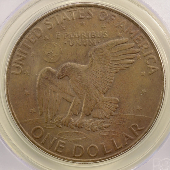 1972-D $1 Ike Dollar Missing Clad Layer Reverse PCGS AU58 Brown