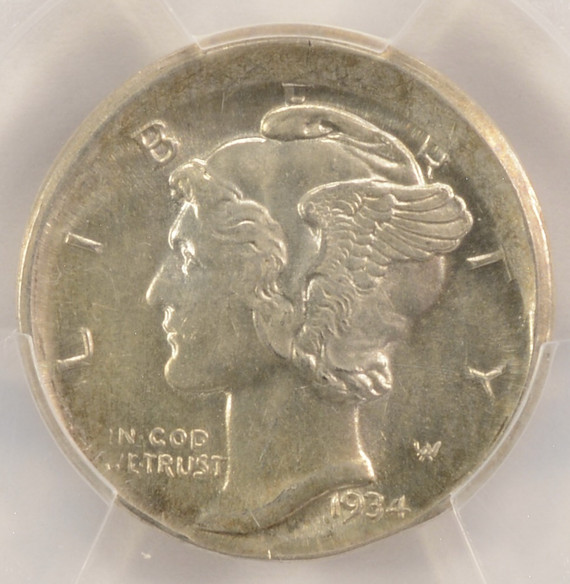 1934-D 10c Mercury Dime Broadstruck PCGS MS62