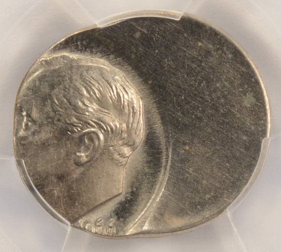 1966 10c Roosevelt Dime Struck 45% Off-Center PCGS MS63