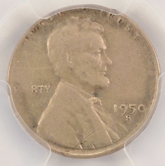 1950-S 1c Wheat Cent Struck on Silver Dime Planchet PCGS XF Details