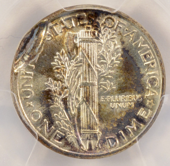 1944 10c Mercury Dime 3% Indent & Partial Collar PCGS MS64