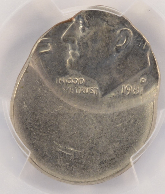 1980-P 10c Roosevelt Dime Struck 70% Off-Center PCGS MS63